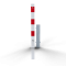 Barrier posts | Steel tube 70 x 70 mm | removable, with triangular locking mechanism | hot-dip galvanized and white coated withthree red reflecting stripes | without eyelet